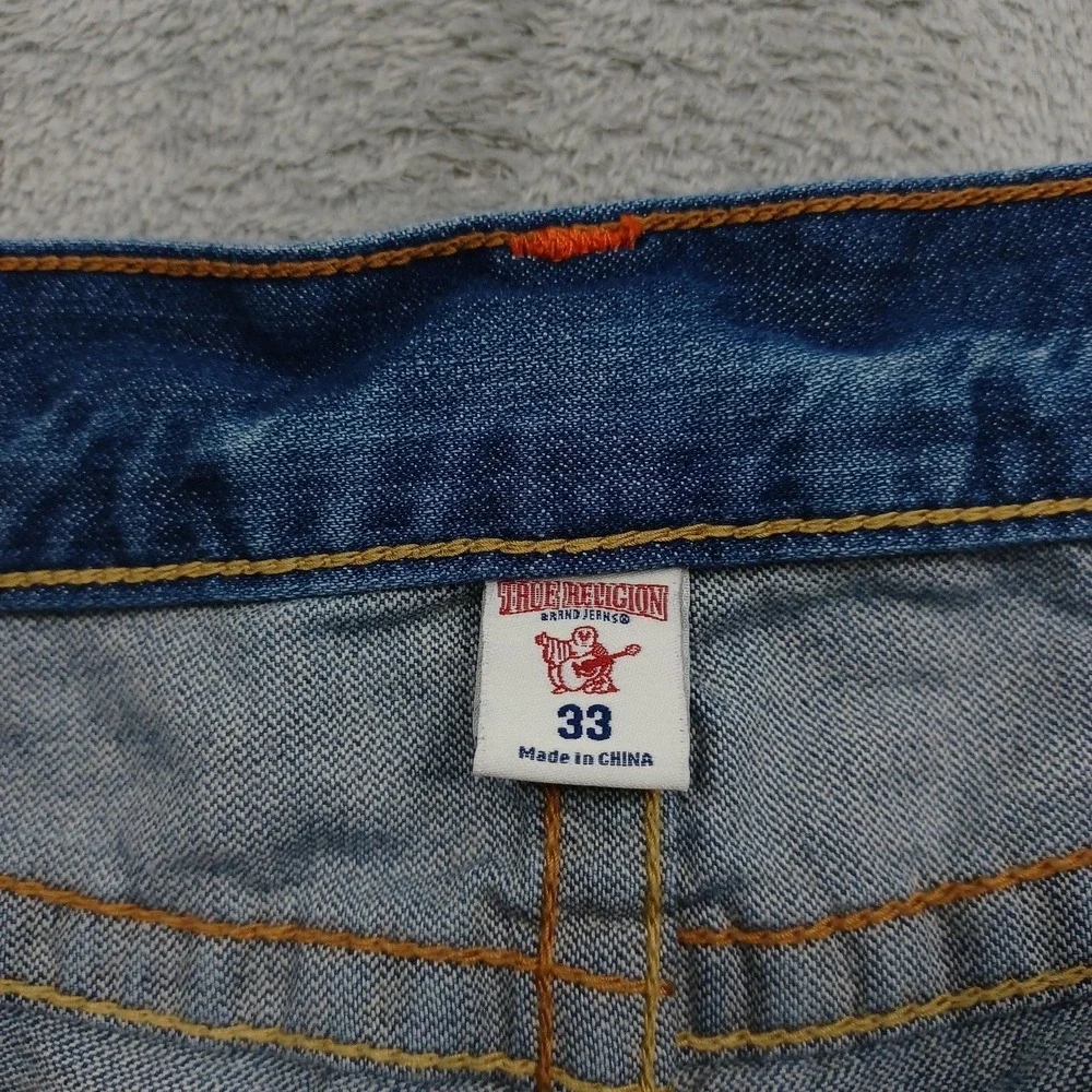 True Religion Jeans Mens 33 Blue Denim Skinny Old Multi Wheat Preppy